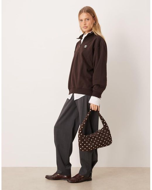 Mango Brown Studded 100% Suede Shoulder Bag