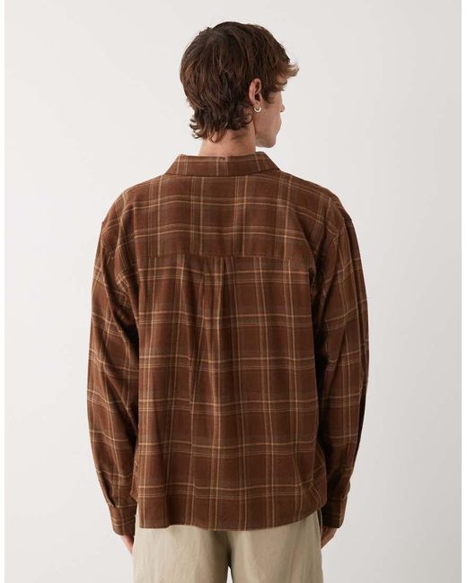 Prohibited Brown Long Sleeve Flannel Shirt for men