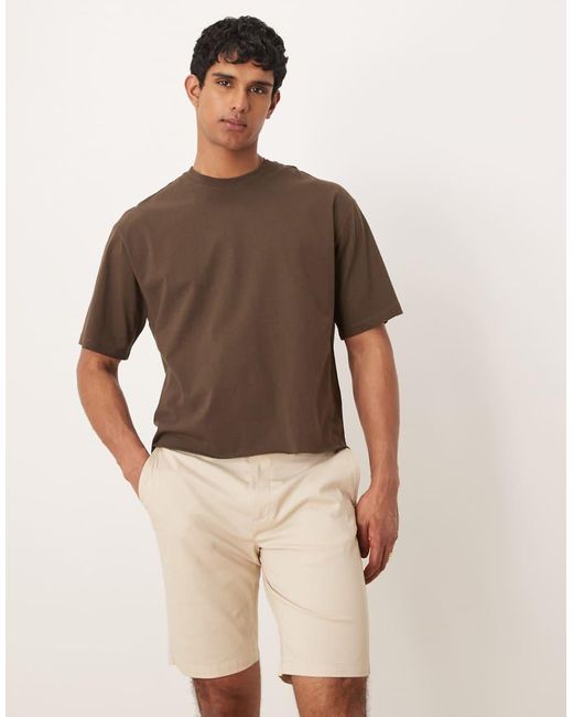 Pantalones Cortos Chinos Beis Claro De Mezcla De Lino De -Neutro Mango de hombre de color Natural