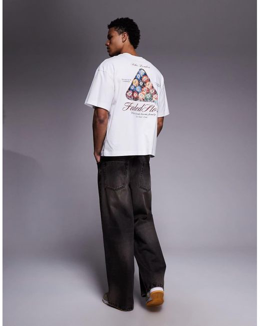 Faded Store White Pool Table Back Print Tee for men