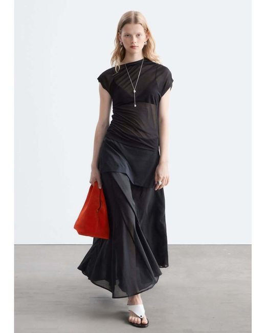 & Other Stories Blue Asymetric Ruched One Shoulder Top