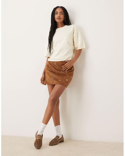 ASOS Brown Ruched Side Knitted T-shirt