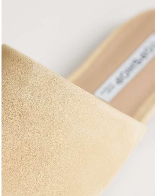 TOPSHOP White Cressida Premium Real Suede Square Toe Mule