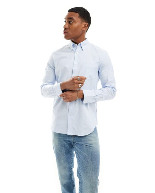 Ben Sherman Blue Long Sleeve Oxford Stripe Shirt for men