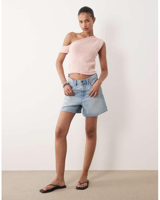Cotton On Natural Textured Asymmetric Neck Knit Top