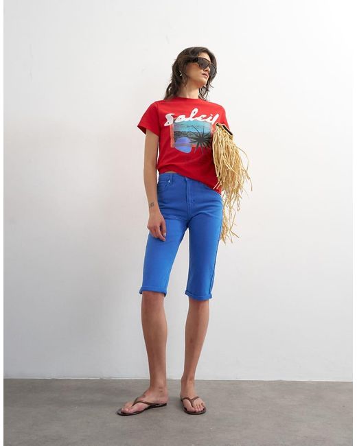 TOPSHOP Blue Capri Comfort Stretch Jean