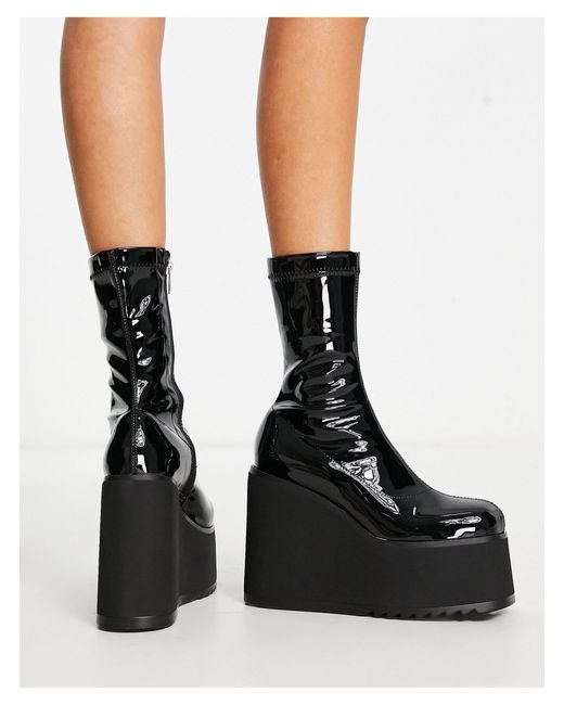 LAMODA Lights Out Wedge Boots in Black | Lyst Australia