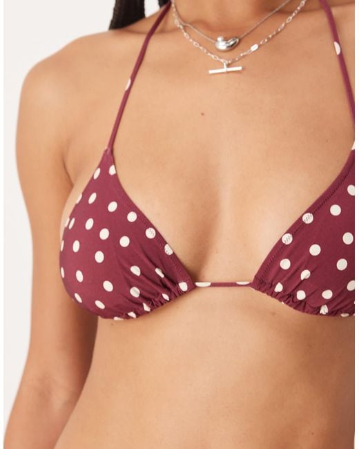 & Other Stories Red Triangle Tie Up Bikini Top With Removeable Padding