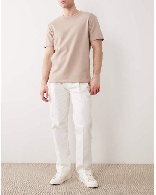ASOS White Tailored Cotton Rich Straight Leg Chino Trousers for men