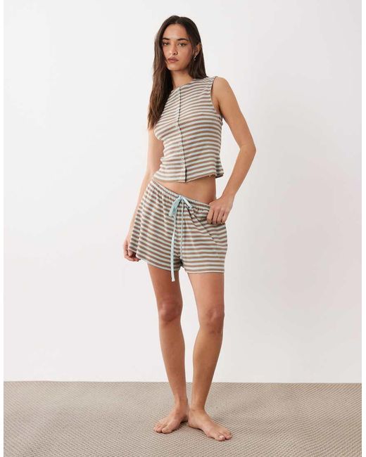 ASOS Brown Mix & Match Button Down Pajama Tank Top