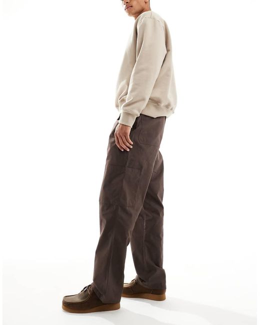ASOS Brown baggy Pull On Cargo Pants for men