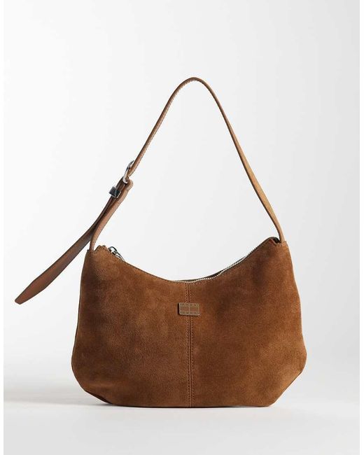 Tommy Hilfiger Brown Slouchy Suede Shoulder Bag