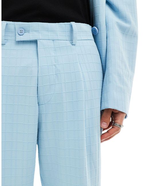 Viggo Blue Zidan Printed Suit Trousers for men