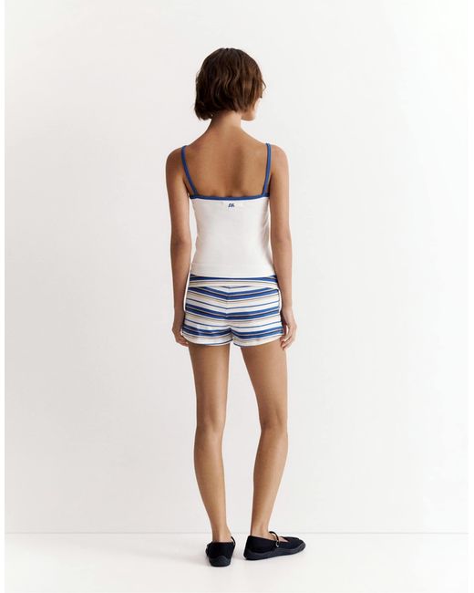 Pull&Bear White – geripptes oberteil