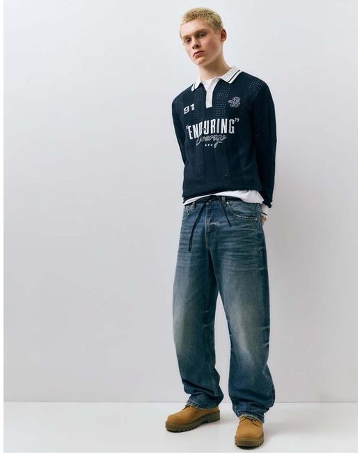 Polo Da Calcio di Pull&Bear in Blue da Uomo