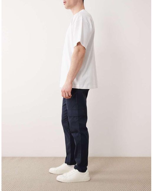 ASOS White Tapered Cargo Pants for men