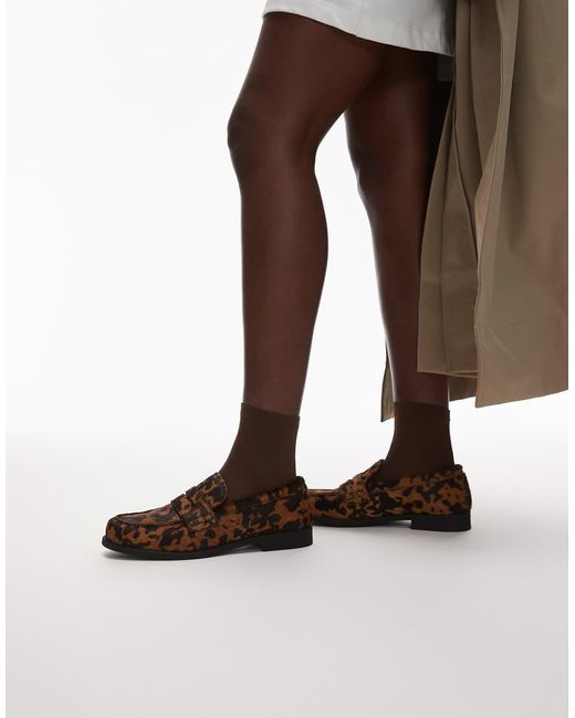 & Other Stories Brown Premium Hairy Leather Loafers With Cow Hair