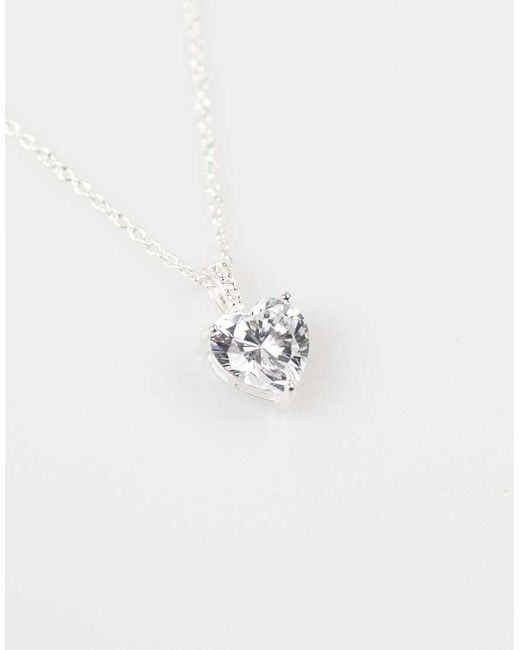Collar De Plata De Ley Con Colgante En Forma De Corazón De Circonita De Lovisa de color White