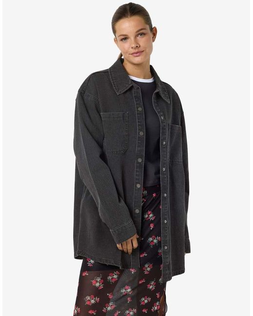 Noisy May Black Oversized Denim Shacket