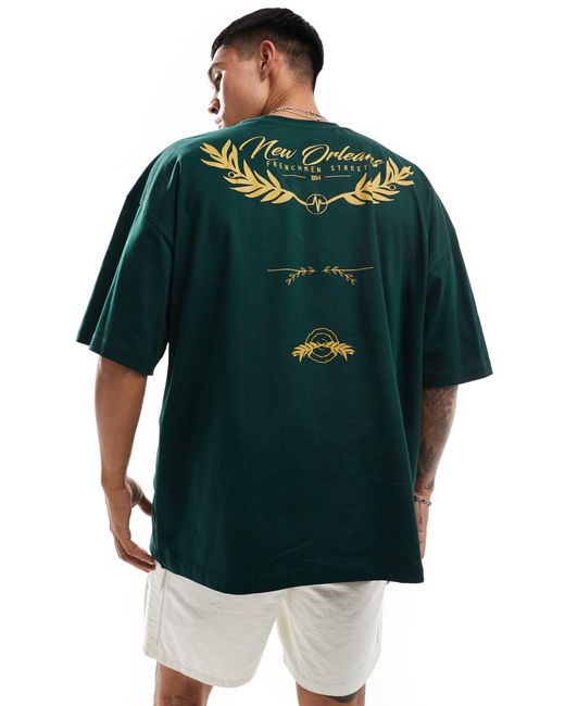 T-shirt ultra oversize imprimé dans le dos ASOS pour homme en coloris Green