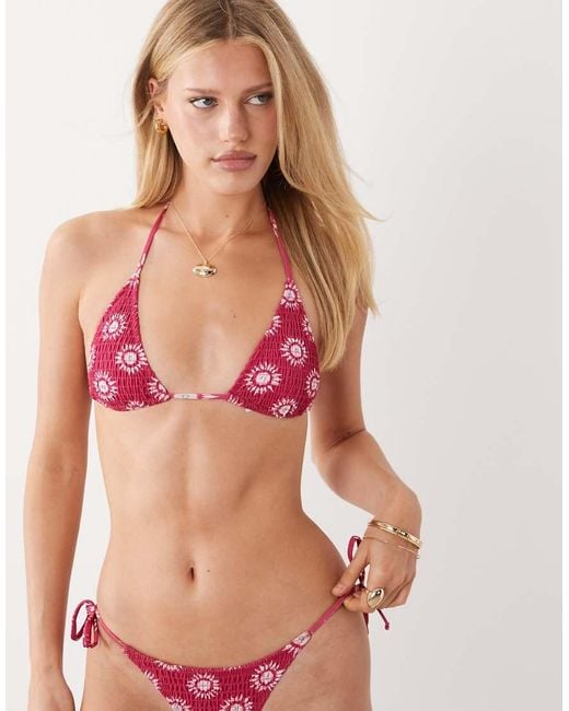 Mango Red Teen Crinkle String Bikini Set