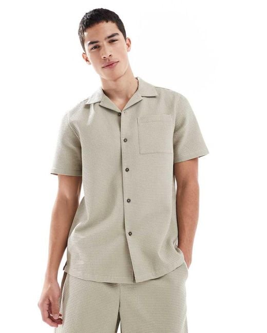 Camisa De Punto Gofrado De (Parte De Un Conjunto)-Neutro New Look de hombre de color White