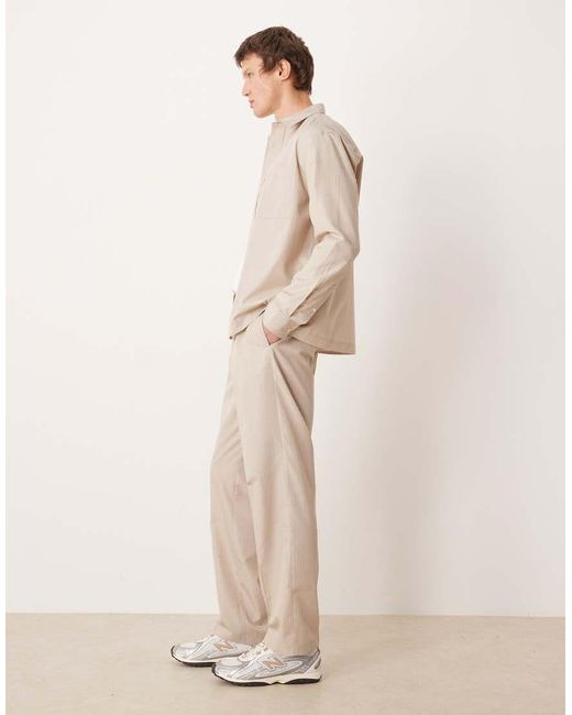 ASOS Natural Smart Regular Fit Stripe Pants for men