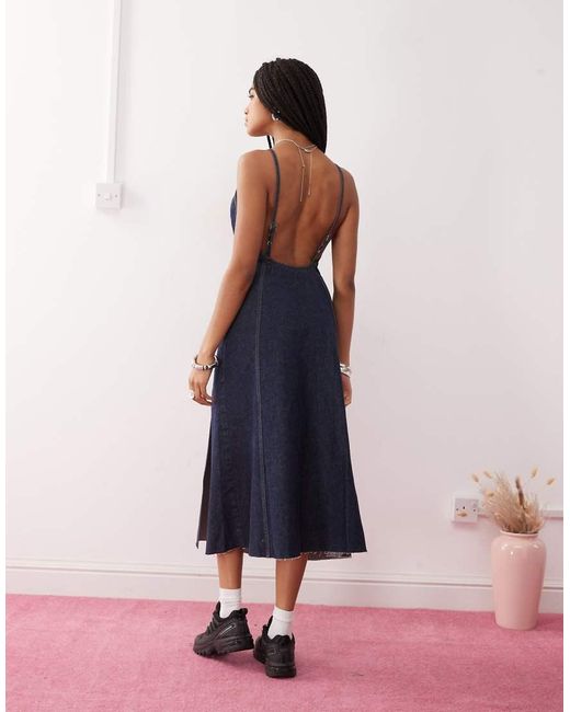 Collusion Pink 90s Open Back Denim Midi Dress