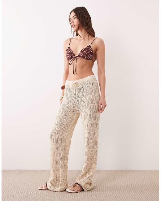Iisla & Bird Natural Crochet Beach Trouser With Contrast Trim