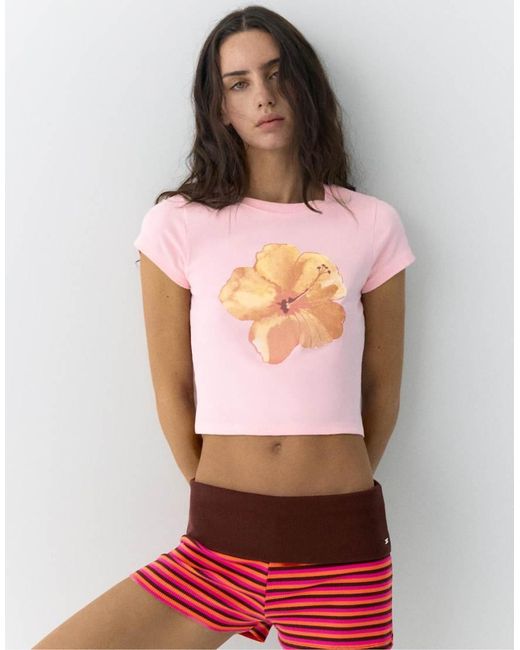 Pull&Bear Gestreepte Short in het Brown