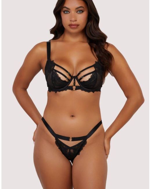 Playful Promises Black Eleanor Strappy Embroidery Balconette Bra