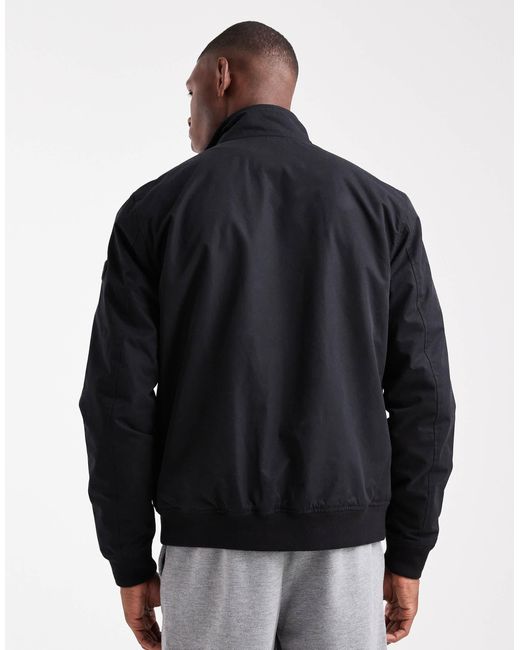 Threadbare Black Bomber Jacket With Funnel Collar for men