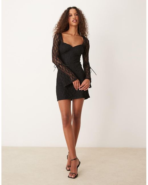 New Look Lace Long Sleeve Mini Skater Dress in Black | Lyst UK New Look Lace Long Sleeve Mini Skater Dress in Black | Lyst UK