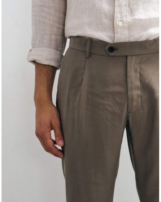 Mango White Modal Rich Pleat Front Tailored Toruser for men