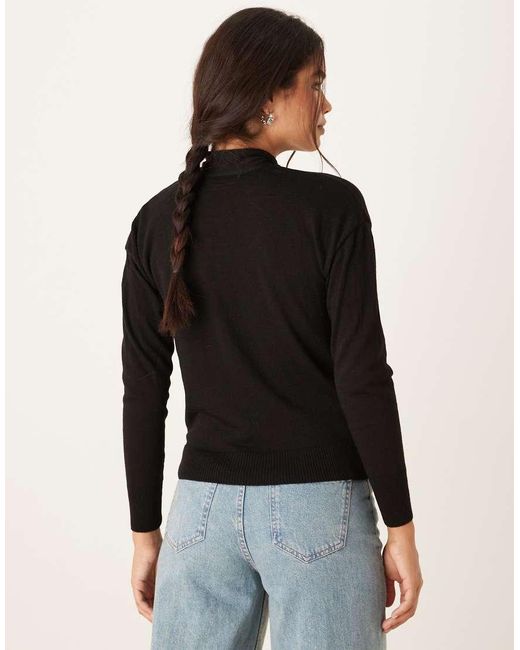 Mango Black V Neck Jumper With Neck Tie