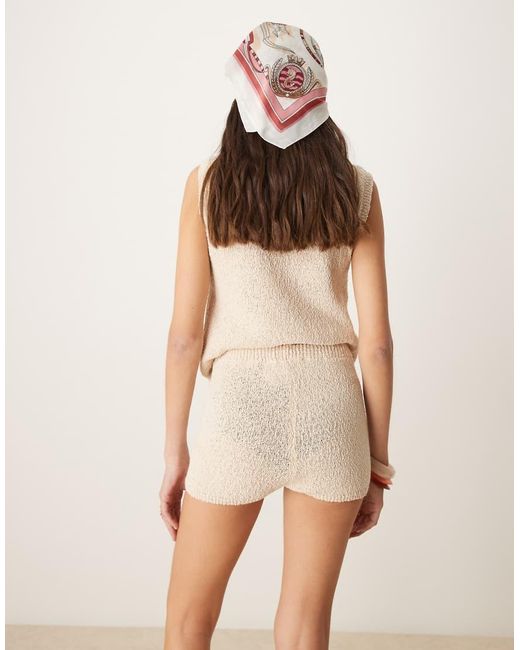 ASOS Natural Boucle Knit Mirco Short Co-Ord