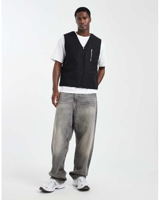 ASOS Blue Wadded Gilet With Quilting for men