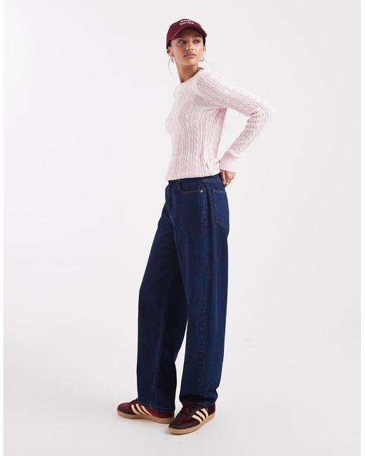 Hollister White Slim Cable Knit Jumper