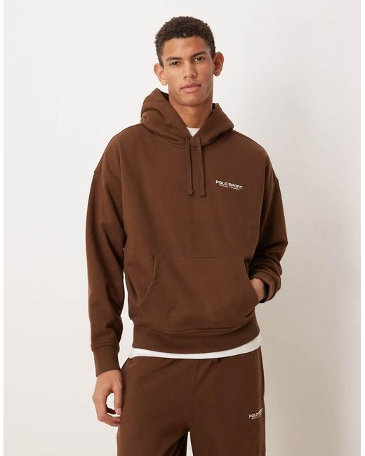Polo Ralph Lauren Brown Sport Relaxed Fit Co-ord Back Print Hoodie