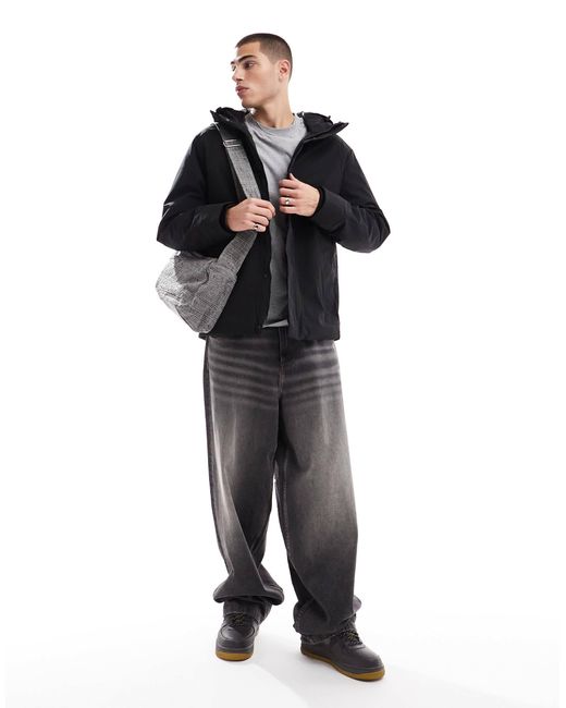 Jack & Jones Black Technical Parka With Padded Lining for men