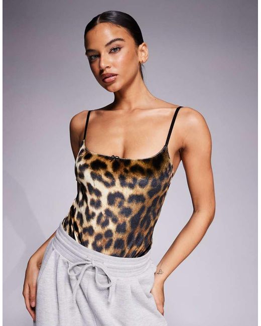 ASOS Gray Kora Leopard Velvet Soft Body