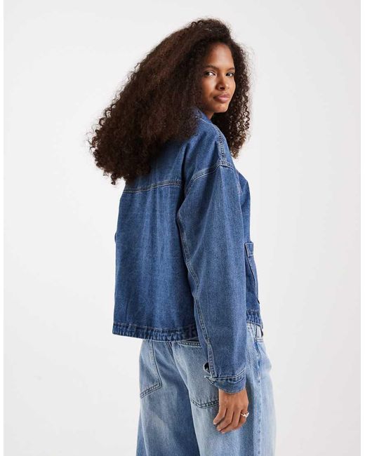 Vero Moda Blue Denim Shacket With Front Pockets