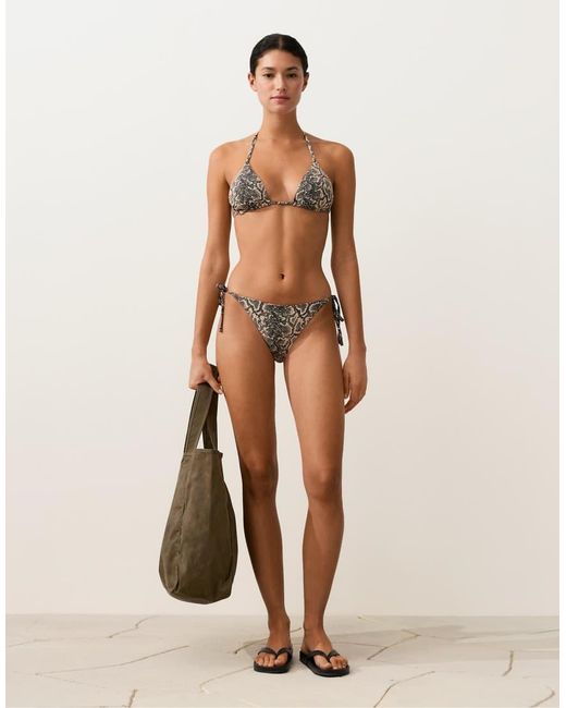 Oysho Black Snake Print Triangle Bikini Top