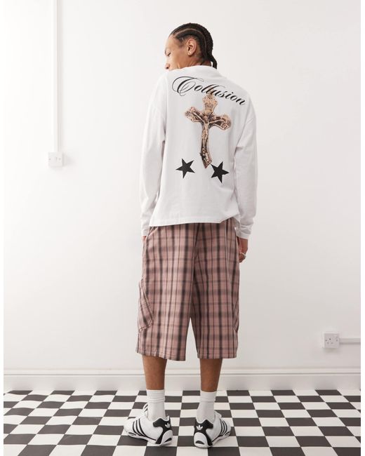 Collusion – weite longline-jorts in White für Herren