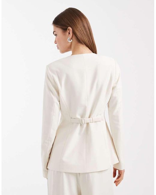 Vero Moda White Tailored Collarless Fitted Blazer Co-ord