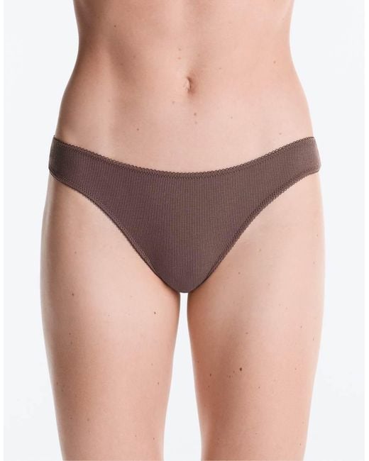 Oysho White 5 Cotton Rib U-cut Brazilian Briefs