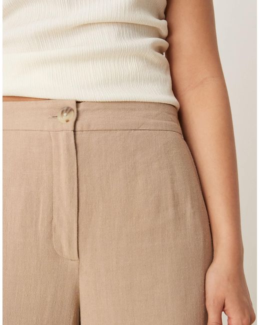 Pantalon droit décontracté en lin mélangé - moka ASOS en coloris Natural