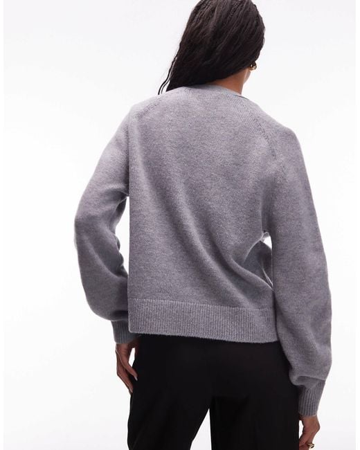 & Other Stories Gray Wool Blend Cardigan With Patch Pockets