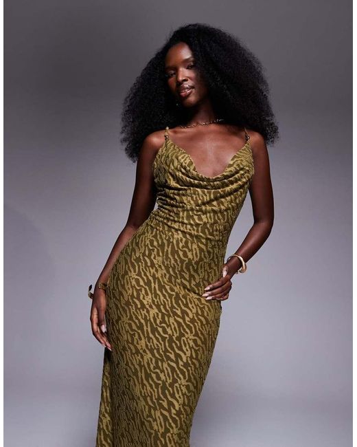 South Beach Brown Cowl Neck Maxi Beach Dress