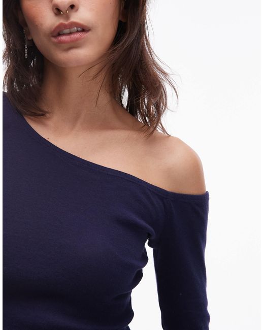 ASOS Blue Sheer Asymmetric Second Skin Top